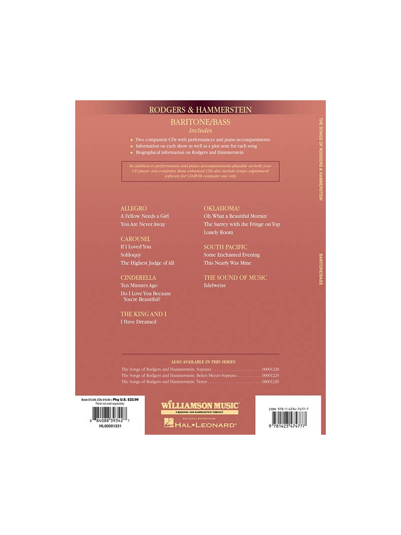 The Songs Of Rodgers And Hammerstein - Bass/Baritone (book/2 CD) 