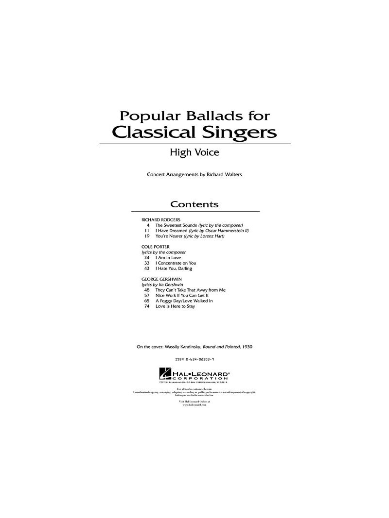Popular Ballads for Classical Singers