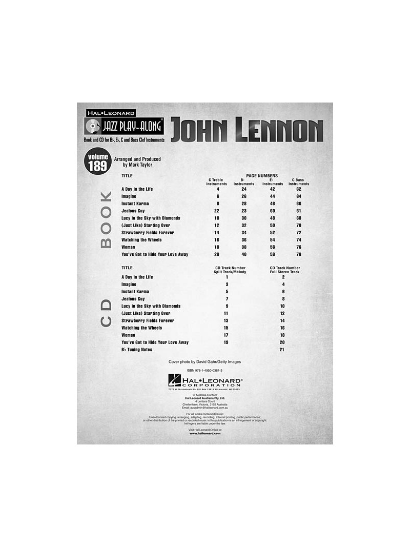Jazz Play-Along volume 189: John Lennon (book/CD)