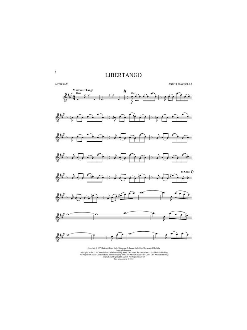 Piazzolla Tangos - Instrumental Play-Along for Alto Sax (Book/Audio Online)