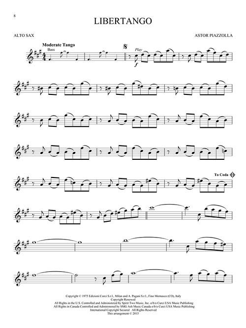 Piazzolla Tangos - Instrumental Play-Along for Alto Sax (Book/Audio Online)