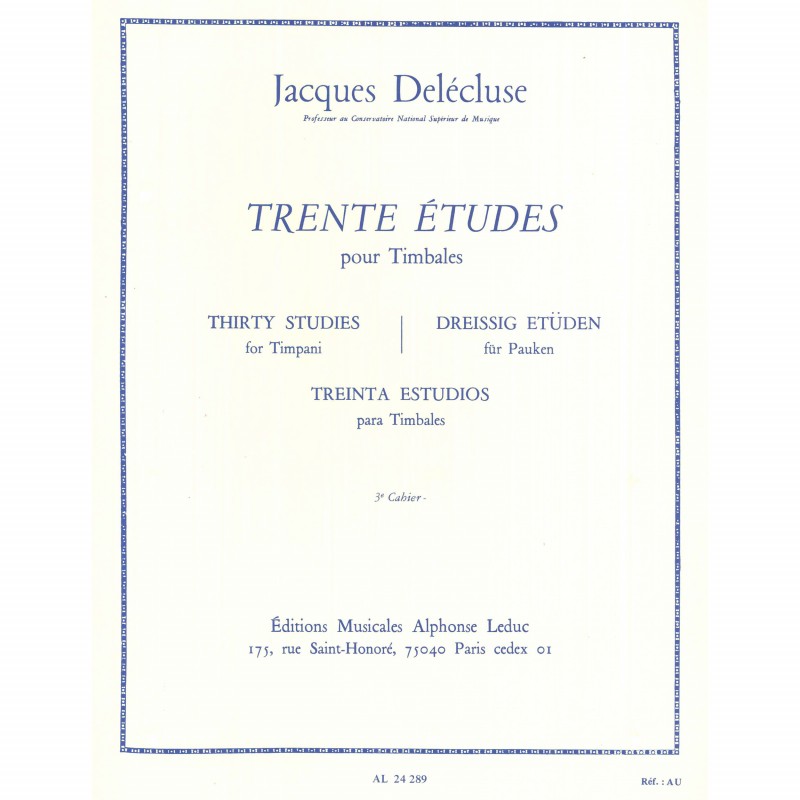 Trente Etudes pour Timbales-3 Cahier