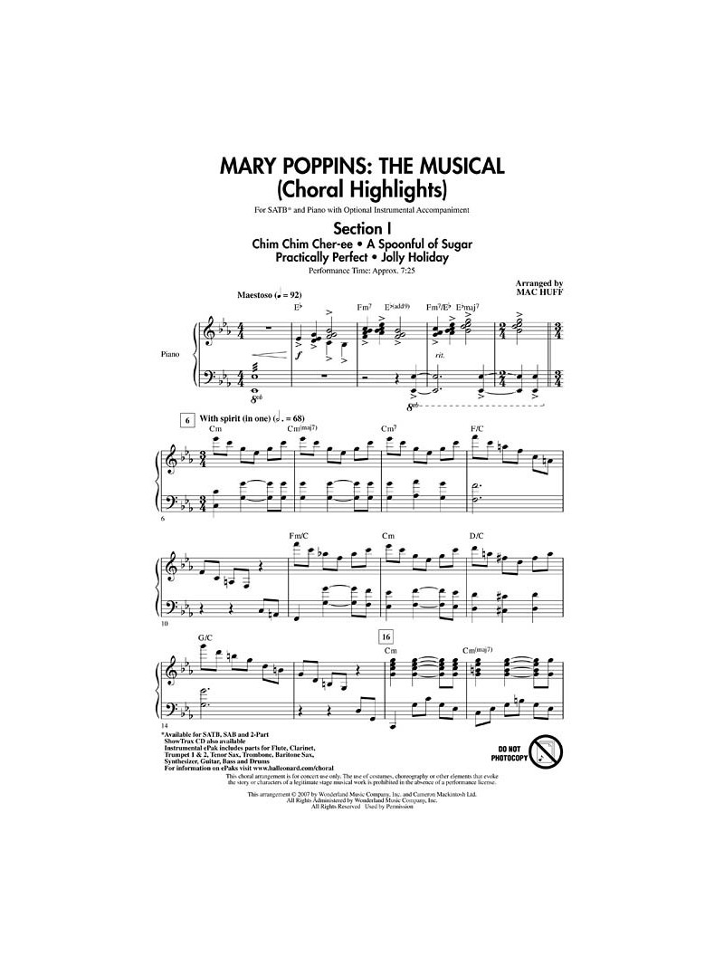 Mary Poppins - The Musical Choral Highlights (score/CD)