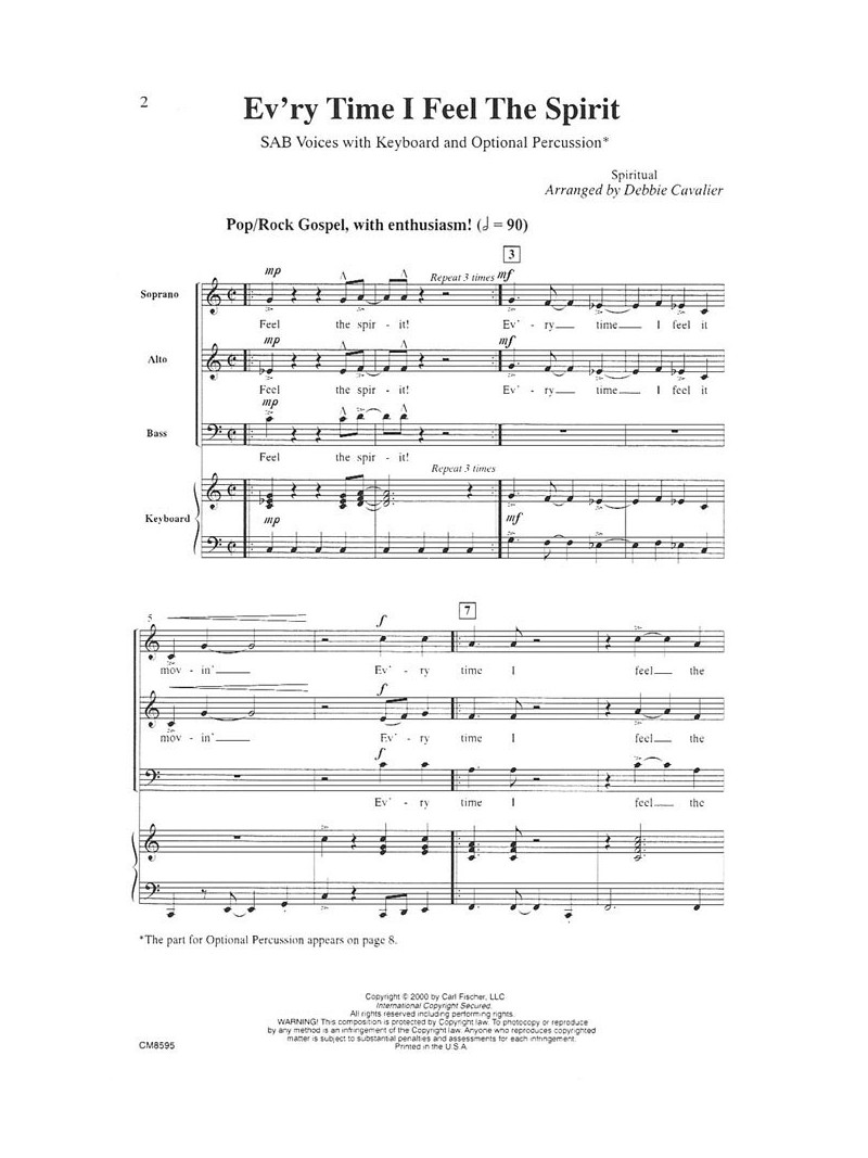 Ev'ry Time I Feel the Spirit SAB (score/CD sing-along)