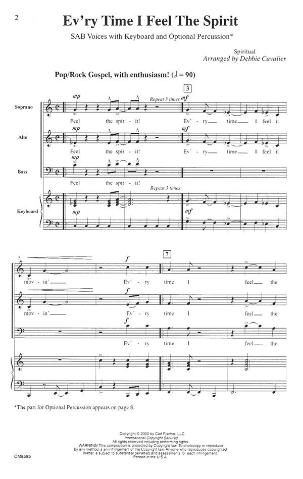 Ev'ry Time I Feel the Spirit SAB (score/CD sing-along)