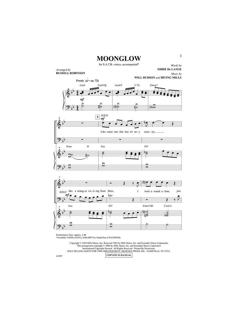 Irving Mills: Moonglow (Choral)