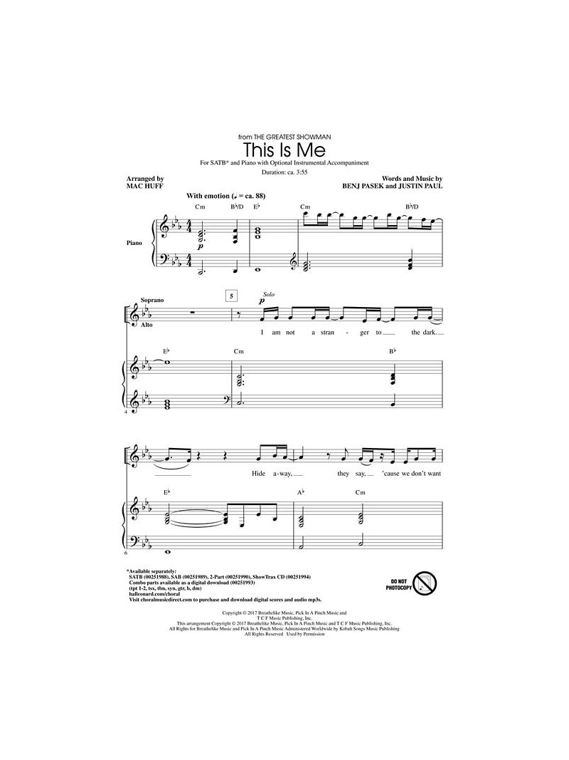 This Is Me (Choral SATB)