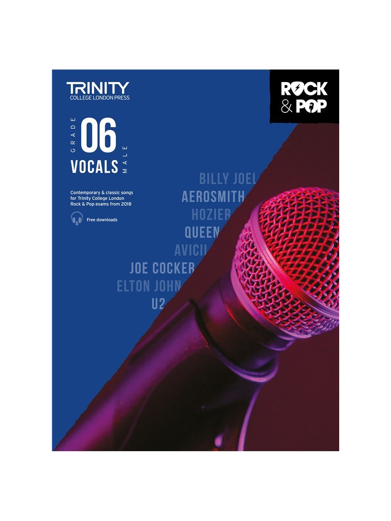 Rock & Pop Exams: Male Vocals Grade 6 from 2018 (book/download)