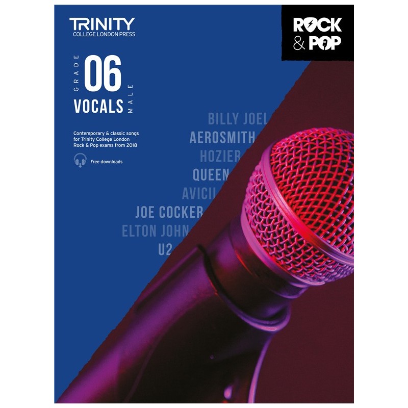 Rock & Pop Exams: Male Vocals Grade 6 from 2018 (book/download)
