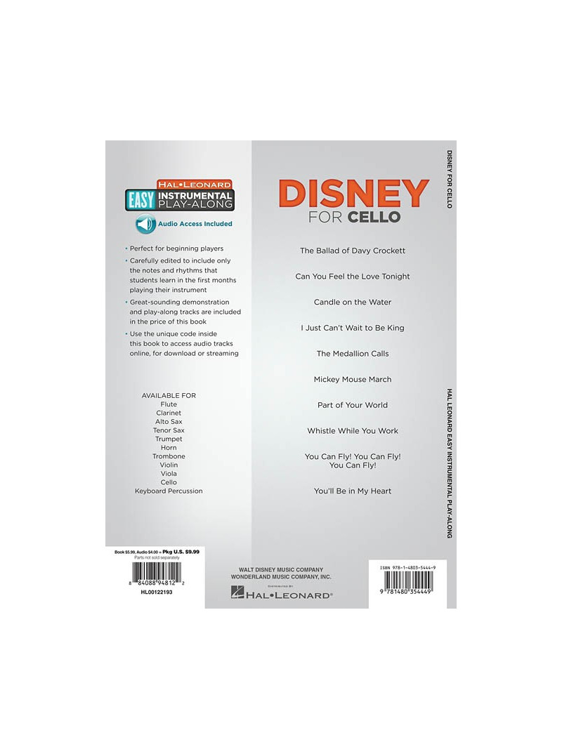 Disney - For Cello (book/Audio Online)