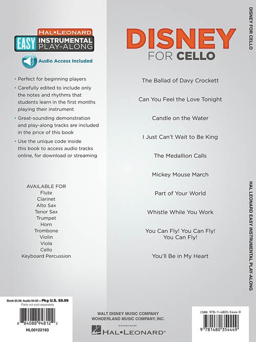 Disney - For Cello (book/Audio Online)
