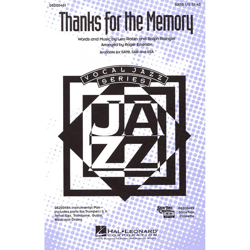 Thanks for the Memory (Choral SATB)
