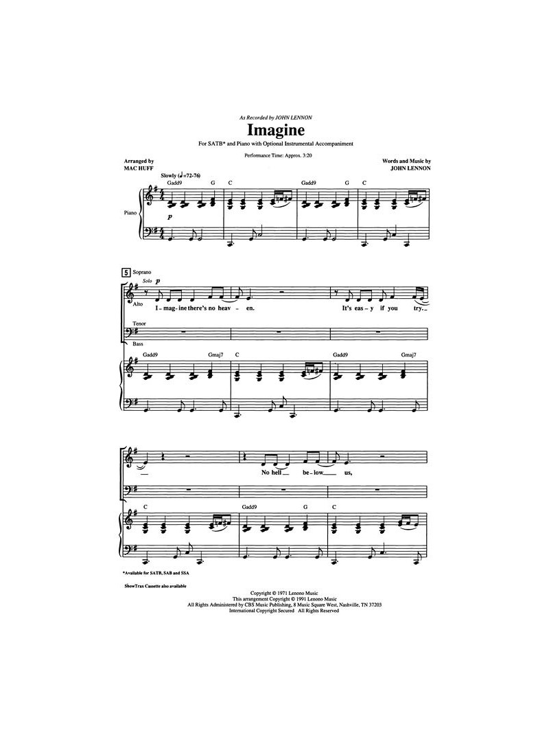 Imagine (Choral SATB)