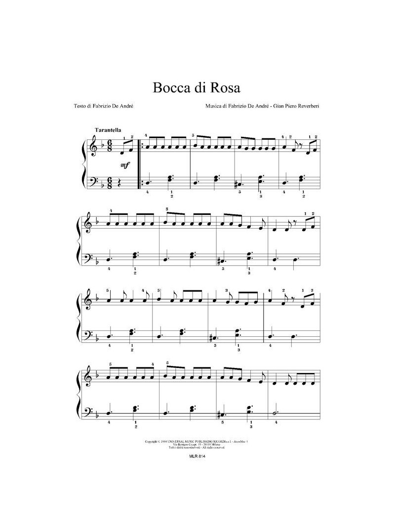 Primi passi sulla tastiera del pianoforte - Fabrizio de Andre'