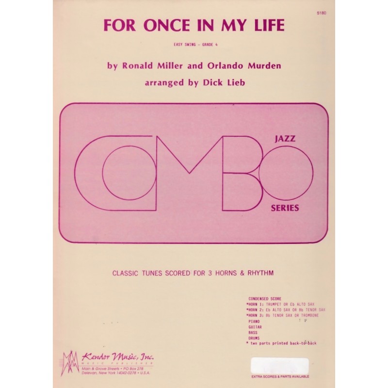 for once in my life, jazz combo kendor