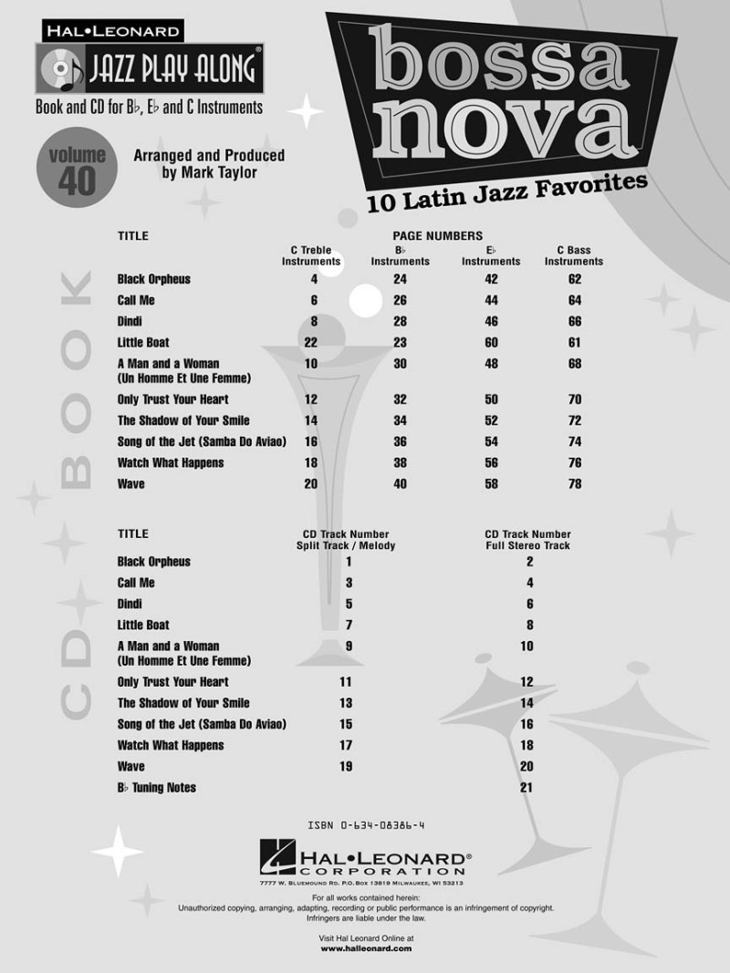 Jazz Play-Along vol. 40: Bossa Nova (book/CD)
