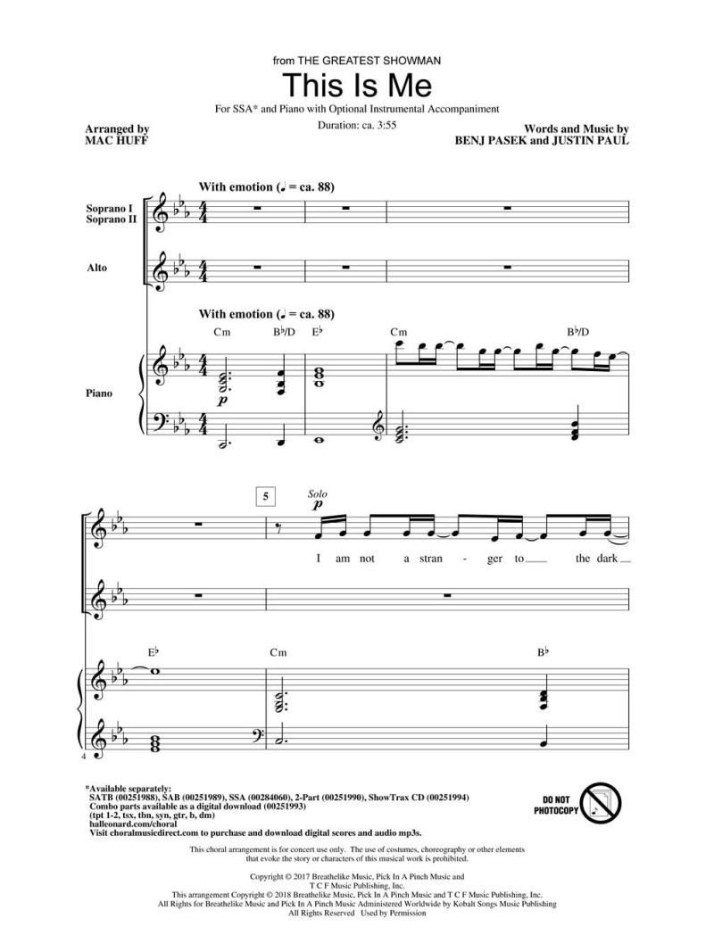This Is Me Choral SSA