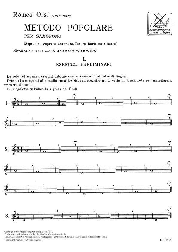 Metodo popolare per sassofono