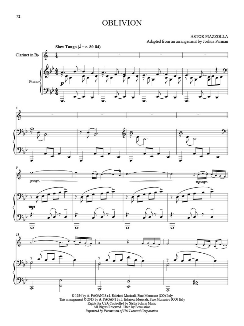 Piazzolla Tangos Clarinet