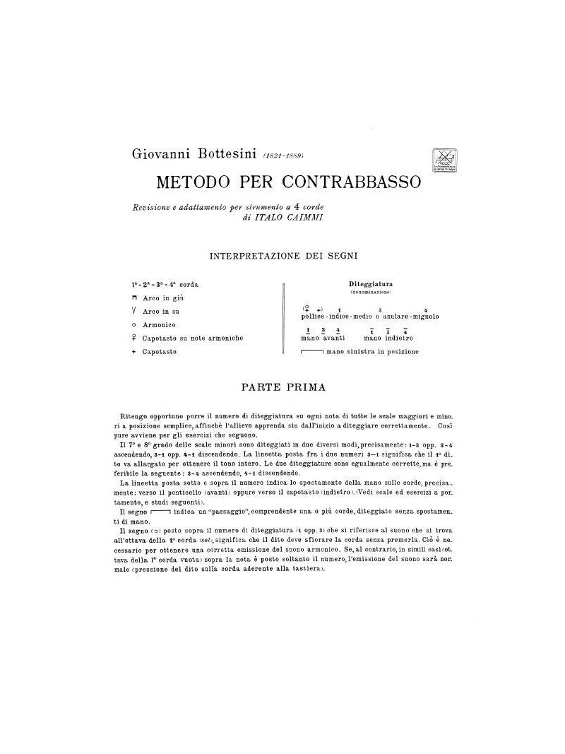 Bottesini - Metodo Per Contrabbasso