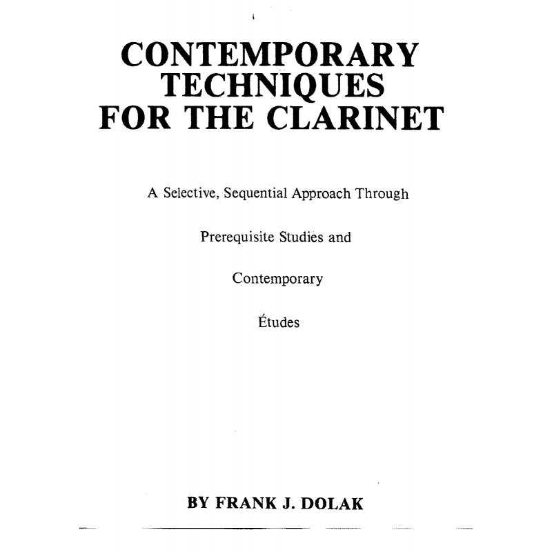 Contemporary Techniques for the Clarinet