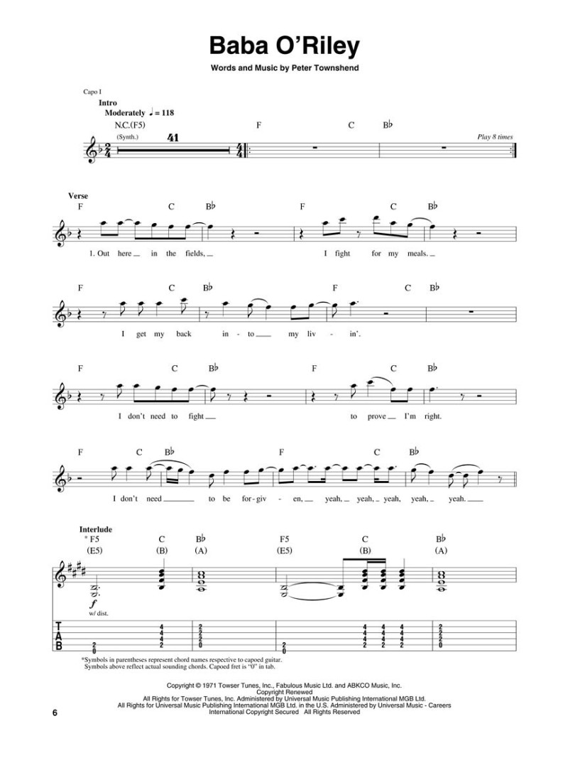 The Who: Guitar Play-Along Volume 108 (book/CD)