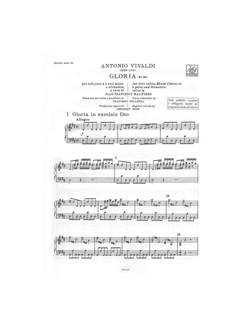 Gloria RV.589 (Vocal Score)