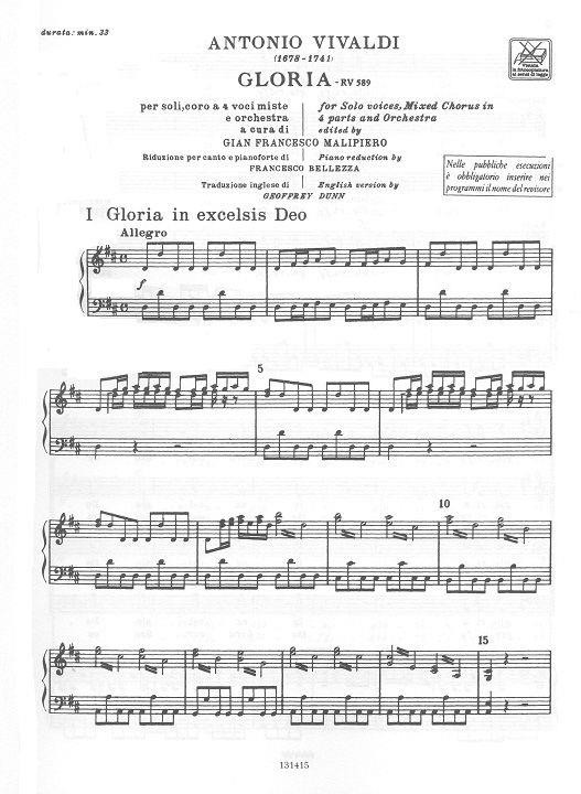 Gloria RV.589 (Vocal Score)