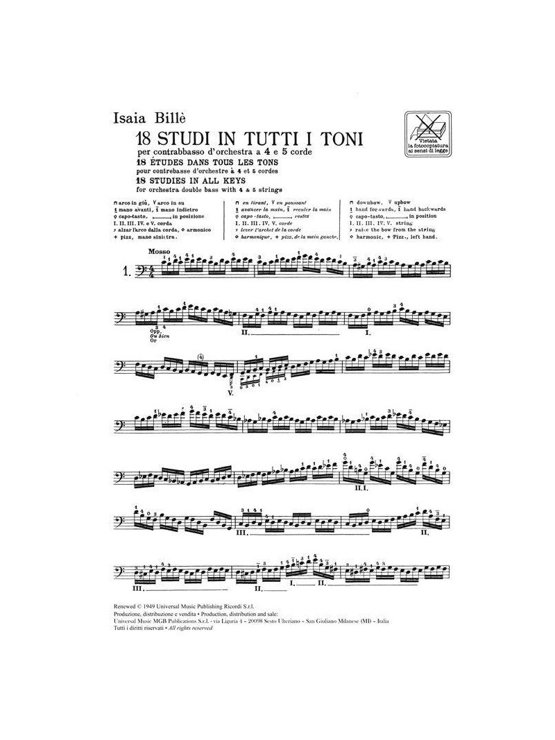 Bille' 18 Studi In Tutti i toni