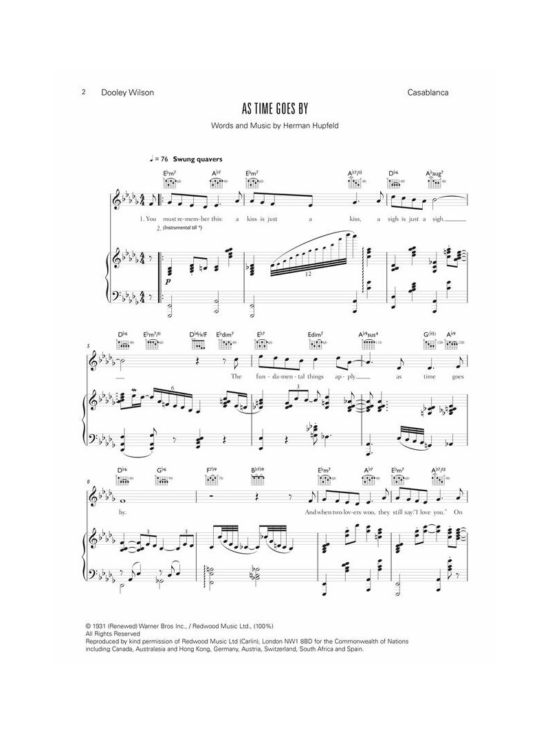 Piano Songs From The Movies (Piano/Voice)