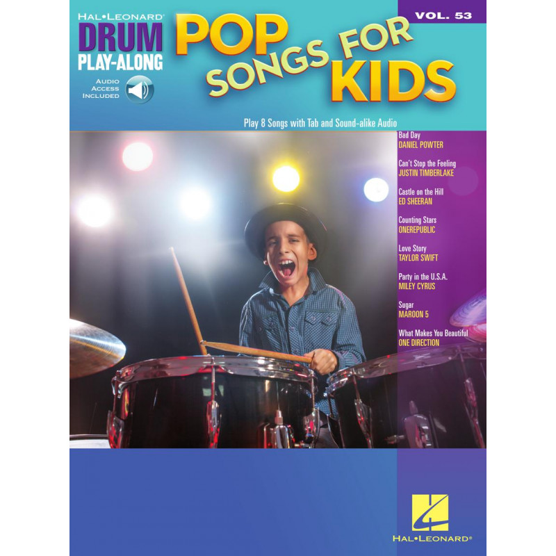 Pop Songs for Kids: Drum Play-along Volume 53 (book/Audio Online )