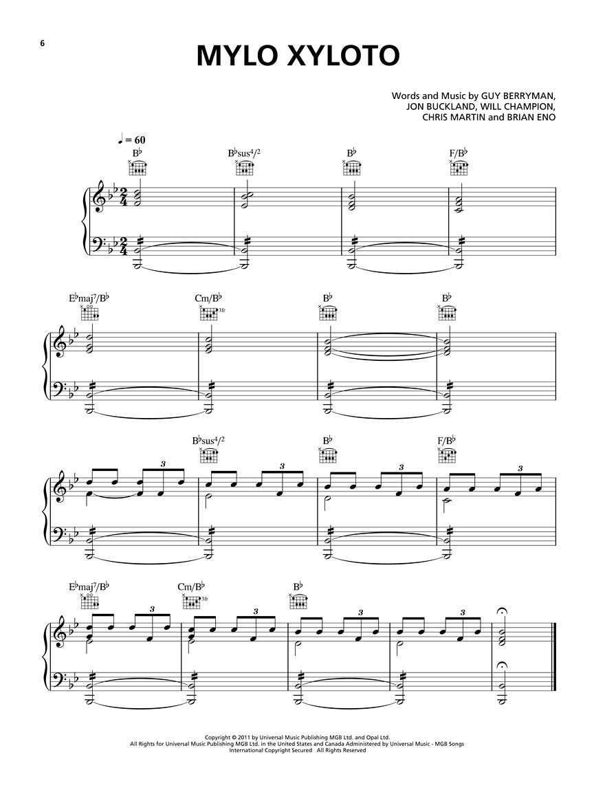 Coldplay: Mylo Xyloto (Piano)