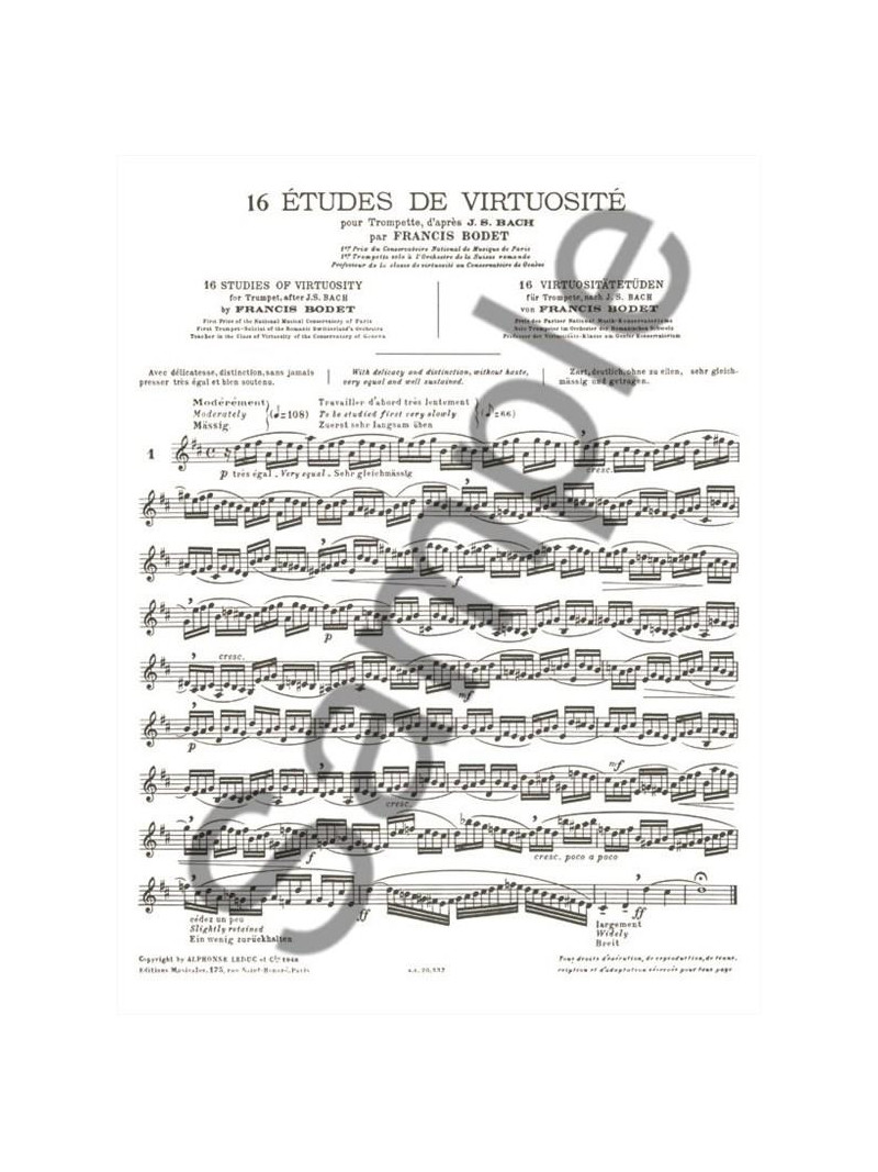 16 Etudes de Virtuosite d'apres Bach (Trompete)