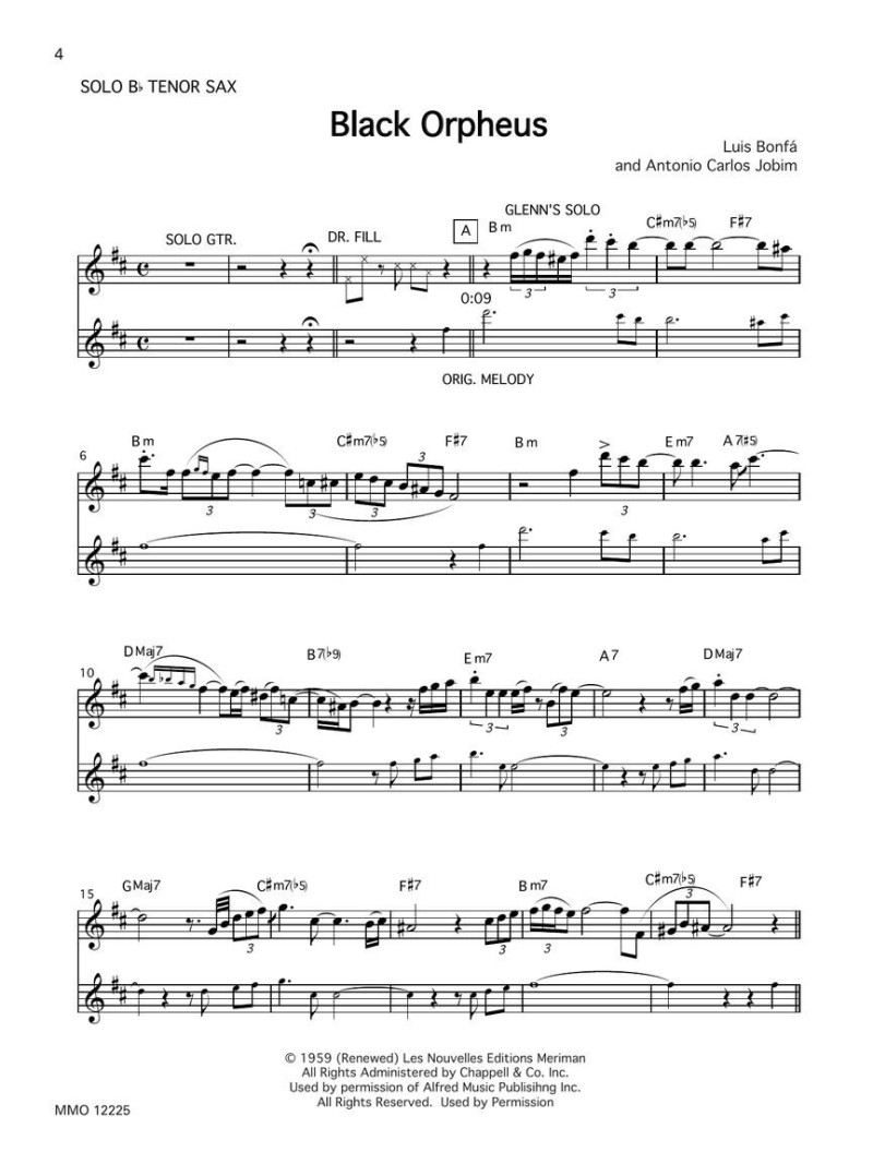 Bossa, Bonfa & Black Orpheus for Tenor Saxophone: A Tribute to Stan Getz (book/Audio Online)