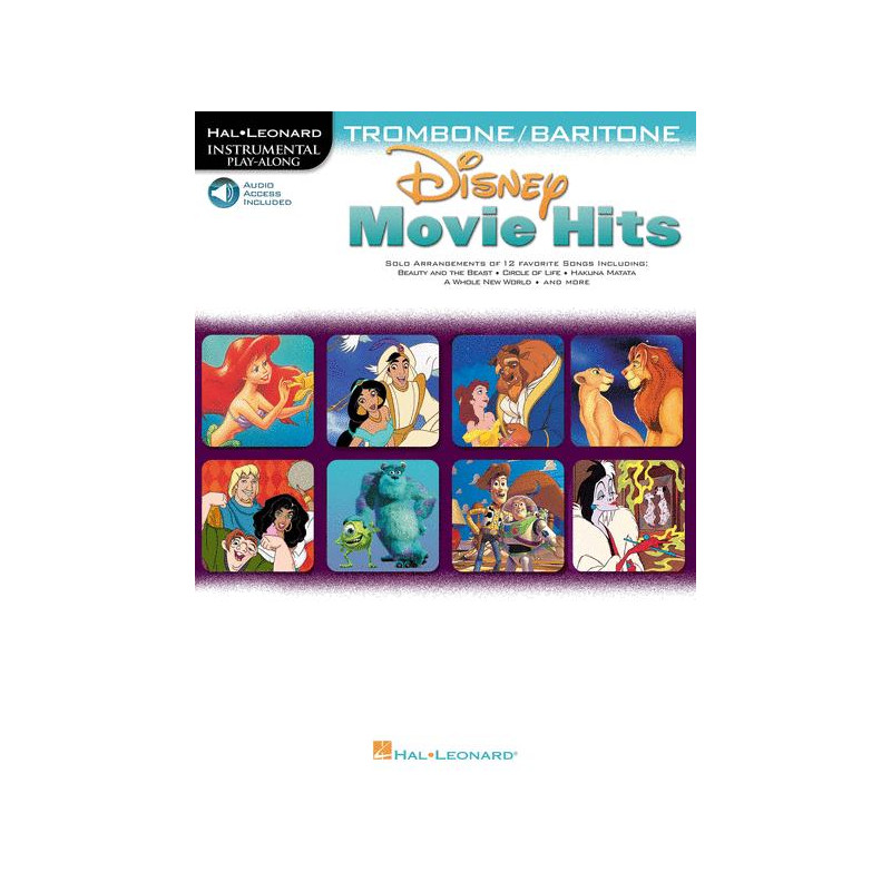Disney Movie Hits for Trombone/Baritone B.C. (book/Audio Online )