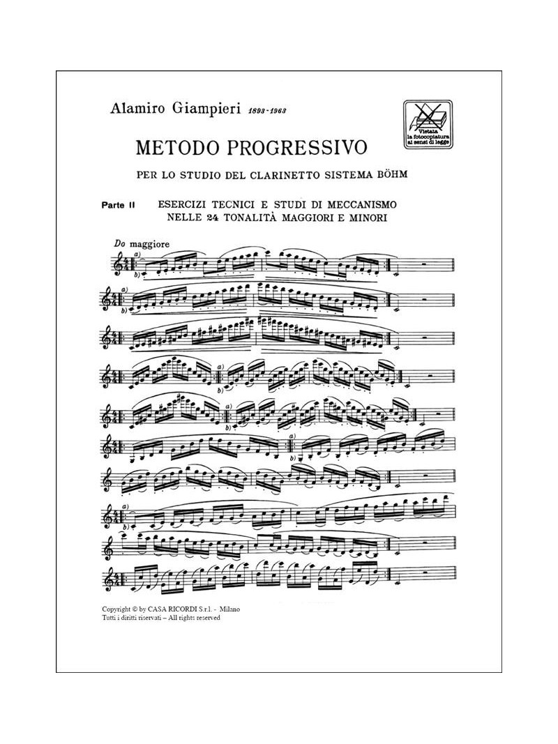 Metodo progressivo per lo studio del clarinetto Part. II