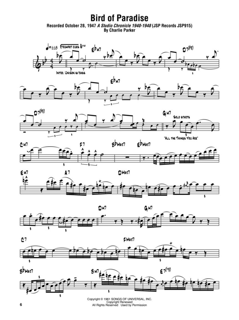 Charlie Parker Omnibook in B Flat - Volume 2