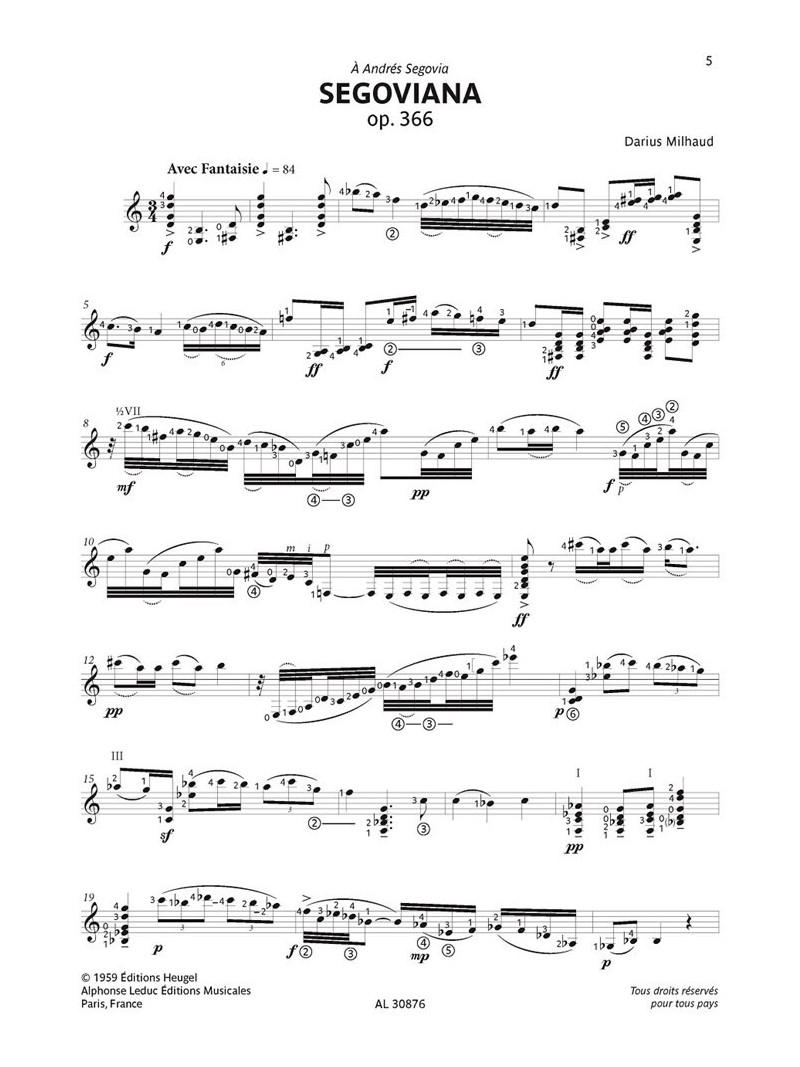 Darius Milhaud - Segoviana Op. 366 (Pour Guitare)