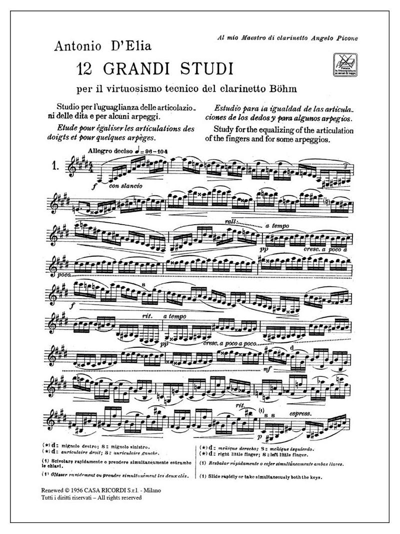 D'Elia - 12 grandi studi (clarinetto)