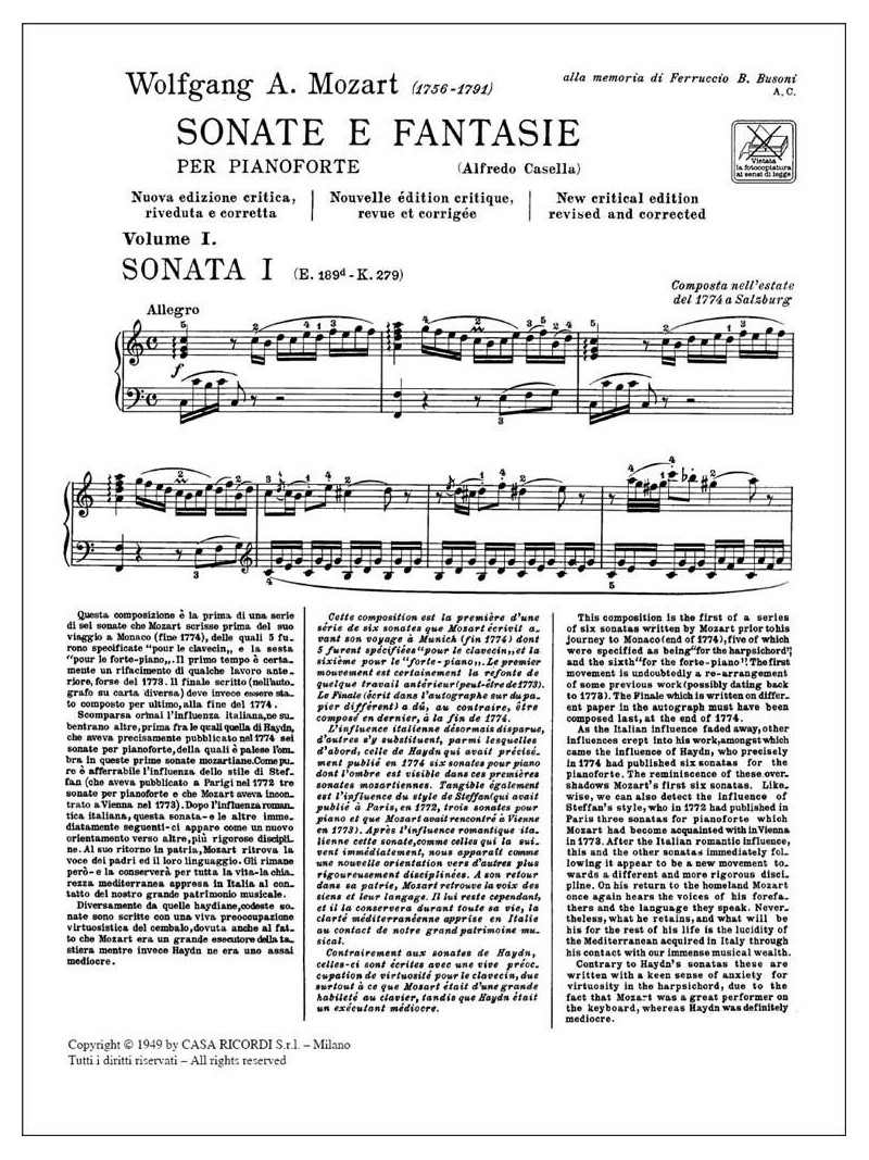 Mozart - Sonate e fantasie