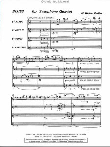William Karlins: Blues (for Saxophone Quartet)