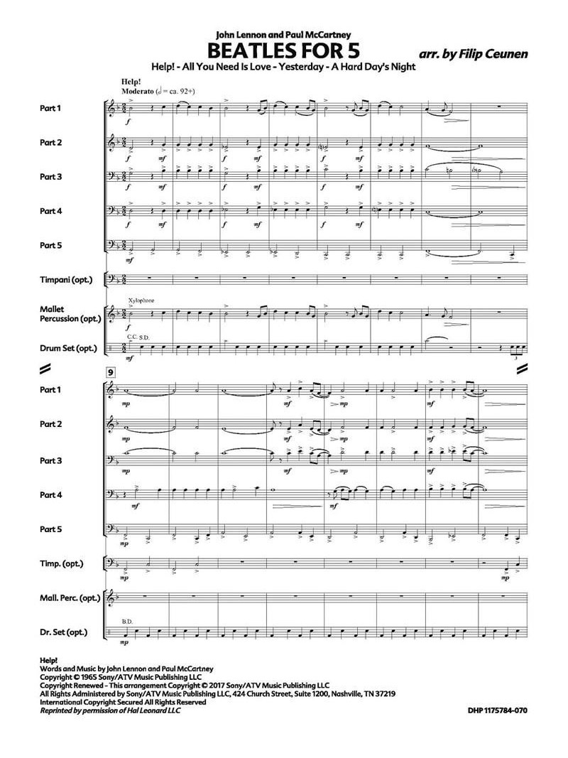 Beatles for 5 (Saxophone Quintet)