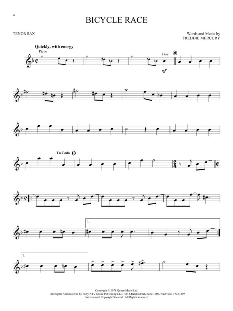 Queen - Instrumental Play-Along for Sax (Book/CD)