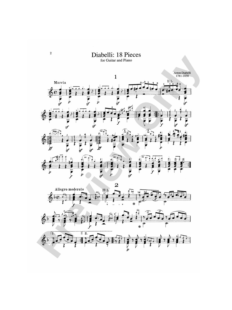 Diabelli: 18 Pieces for Guitar and Piano