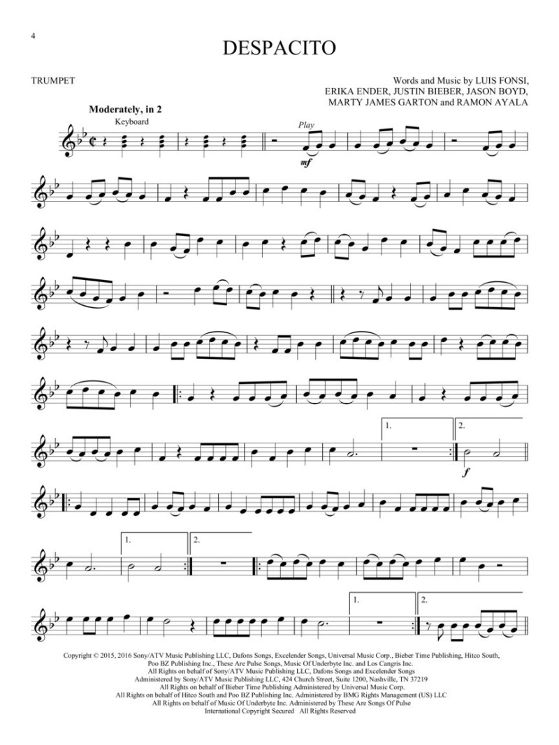 12 Pop Hits – Instrumental Play-Along for Trumpet (book/Audio Online)