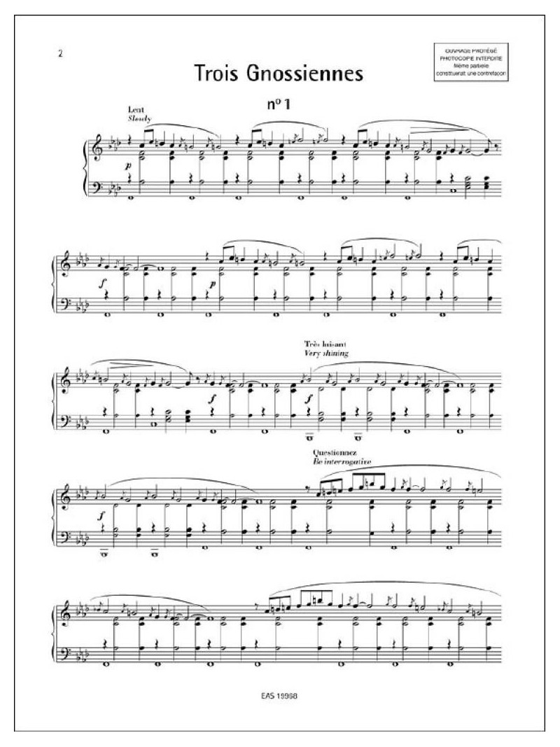 Erik Satie - 7 Gnossiennes (Piano / Klavier)