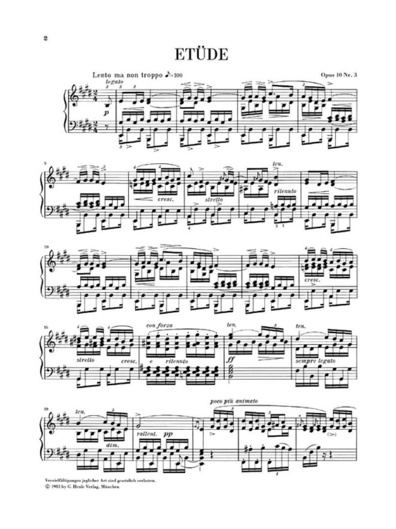 Chopin - Etude E major op. 10 no. 3