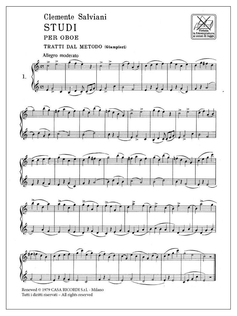 Studi per oboe (tratti dal metodo) Vol. I