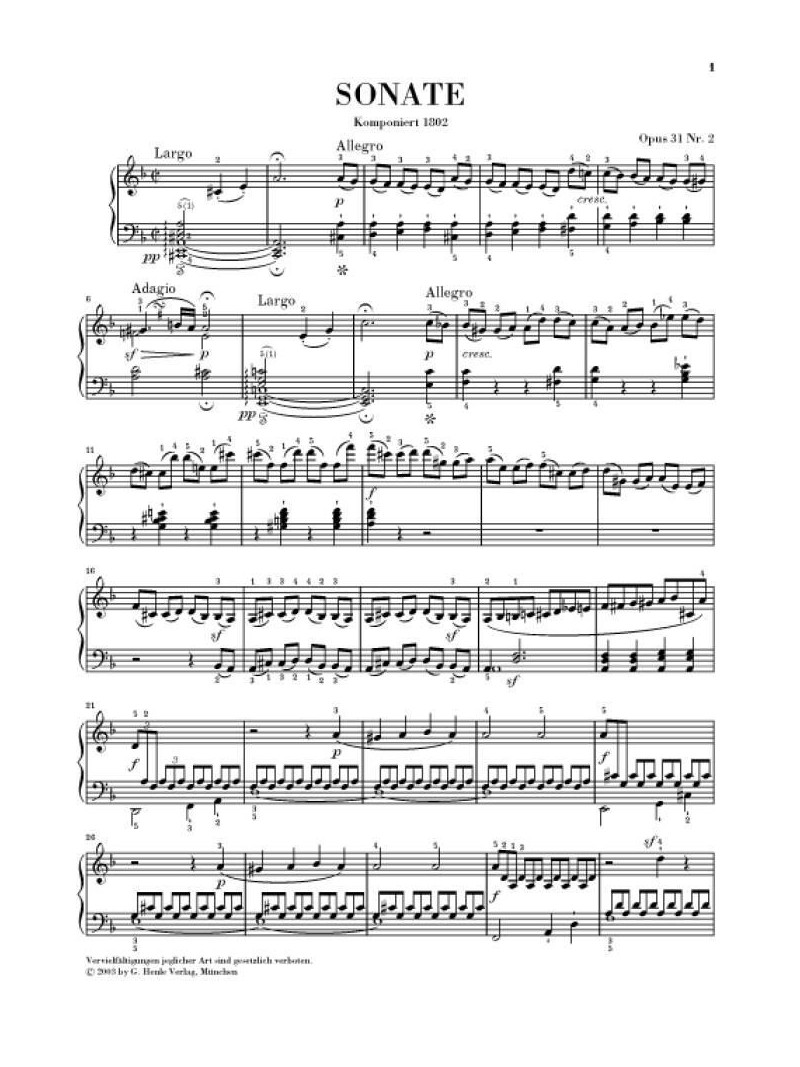 Piano Sonata no. 17 d minor op. 31 no. 2 (Tempest)