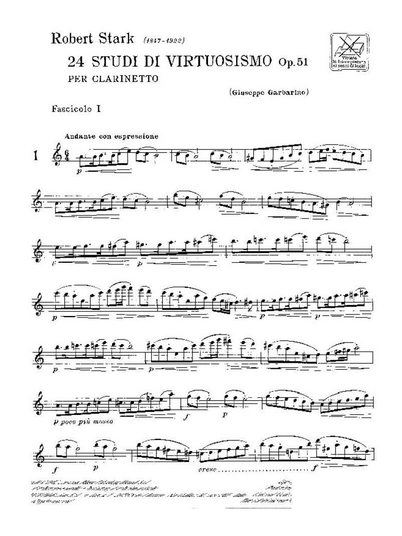 24 Studi di virtuosismo Op. 51 Fascicolo I (clarinetto)